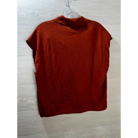 Banana Republic Burnt Orange Short Sleeve Collared V-Neck Forever Sweater - Picture 4 of 6